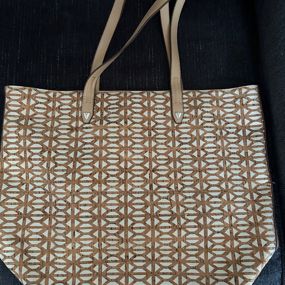 Stella & Dot Brown and Cream Patterned Tote